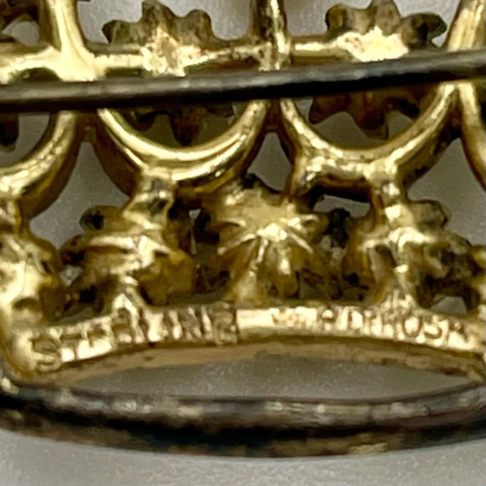 DeRosa Regal Crown Brooch Gold and Pearls Vintage Collectible - Picture 11 of 13